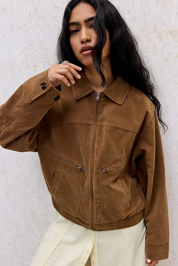 Giacca Bomber in Finta Pelle Scamosciata BDG Conrad