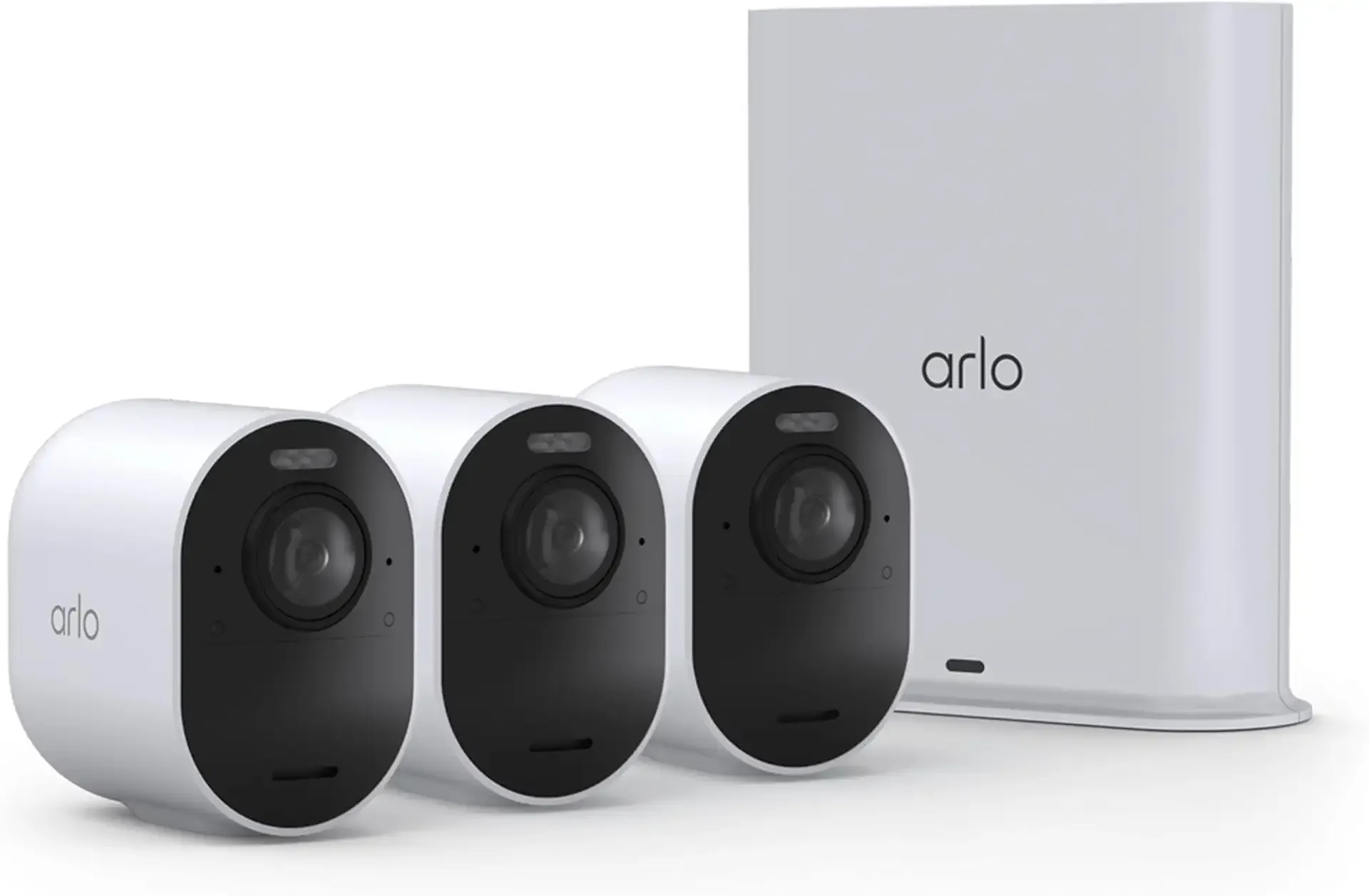 Arlo Ultra (3rd Gen - 2025 Release) 4K Security Camera + SmartHub, Battery Power, Emergency Response, AI Generated Event Summary, 1-Month Trial of Secure Plan, 180° Field of View, 3 Cam, White