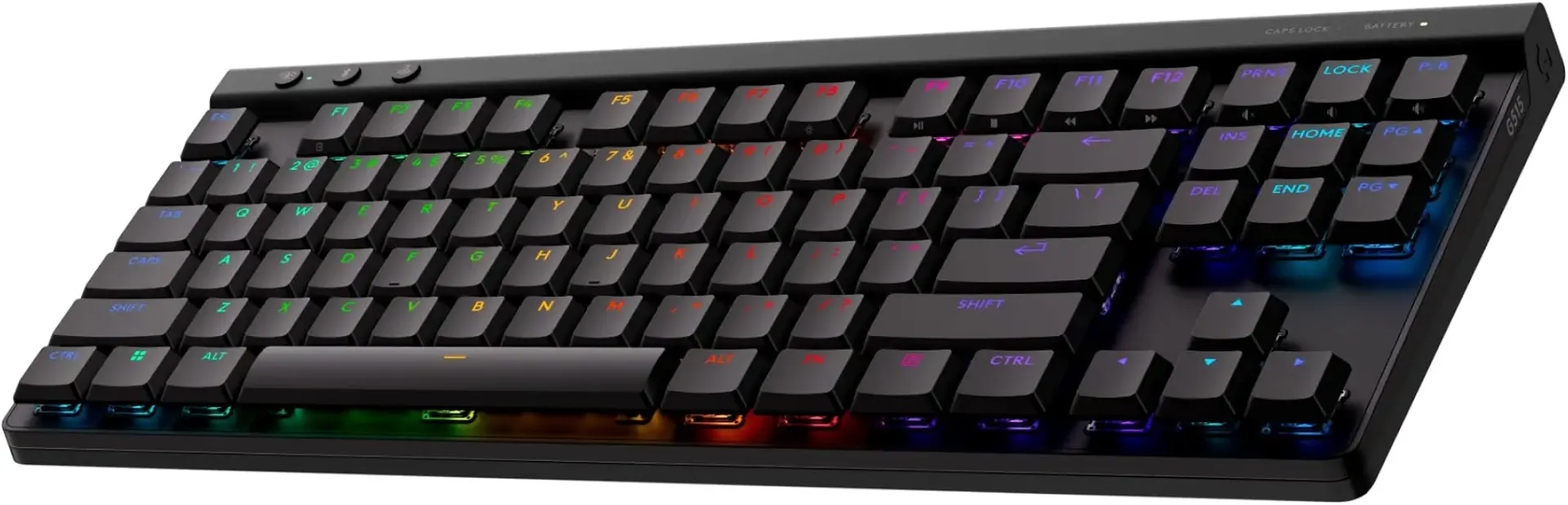 Logitech G515 Lightspeed TKL Low Profile Wireless Gaming Keyboard, LIGHTSYNC RGB, Thin Tenkeyless Design, PBT Keycaps, Tactile (Brown) Mechanical Switches - Black