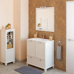 Mueble de baño con lavabo Unike perla mate 80x45 cm
