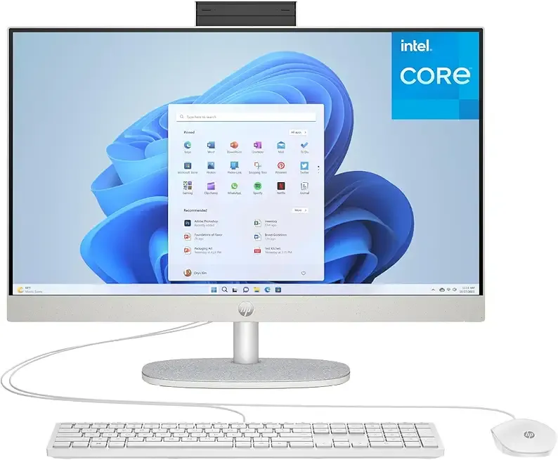 HP 24 Touchscreen All-in-One Desktop Computer for Home School and Office, 8GB DDR4 RAM, 256GB PCIe SSD, Intel Processor, 23.8" FHD, WiFi 6, Bluetooth 5.3, Business AIO, Windows 11 Home, White