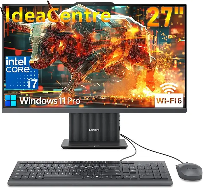 Lenovo IdeaCentre AIO 27" FHD All-in-One Desktop Computer, Intel Core i7-13620H 10-Core up to 4.9GHz, 32GB DDR5 RAM, 1TB SSD, WiFi 6, Bluetooth 5.2, HDMI, Webcam, Windows 11 Pro, Luna Grey