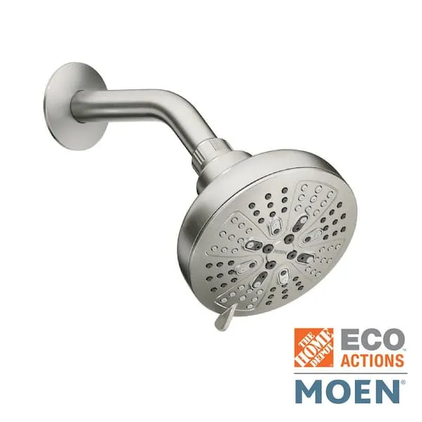 MOEN Hydro Energetix 8-​Spray Patterns with 1.​75 GPM 4.​75in.​ Single Wall Mount Fixed Shower Head in Spot Resist Brushed Nickel