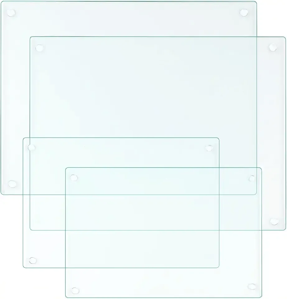 Tempered Glass Cutting Boards for Kitchen,Clear Cutting Board for Countertop,Non-slip Chopping Board,Table protection, Heat Resistant, Shatter Resistant (Clear, Set of 4)