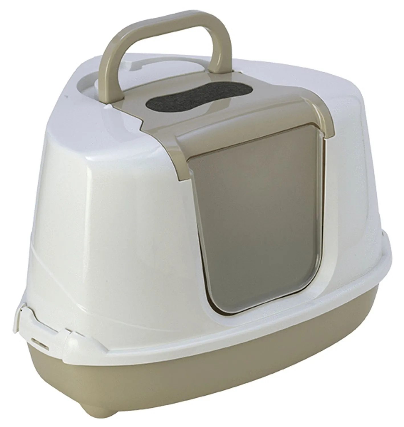 Moderna Flip Corner Kattenbak - Kattentoilet - 56.3x44.4x36.4 cm Grijs Wit