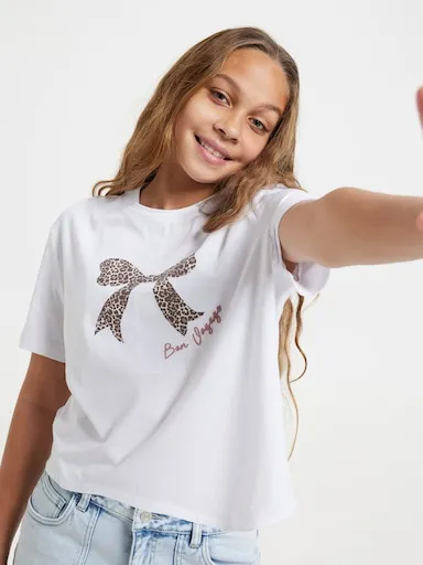 Just Jeans Girls Leopard Bow Tee