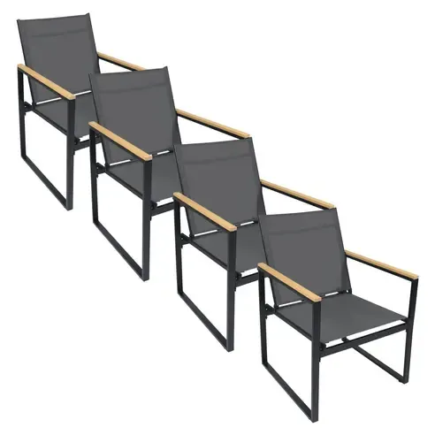 4er-Set Gartenstuhl VOLASI - schwarz-anthrazit - Metall