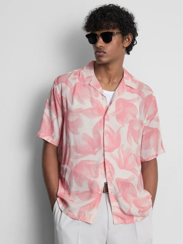 Chemise fleurie aquarelle à manches courtes