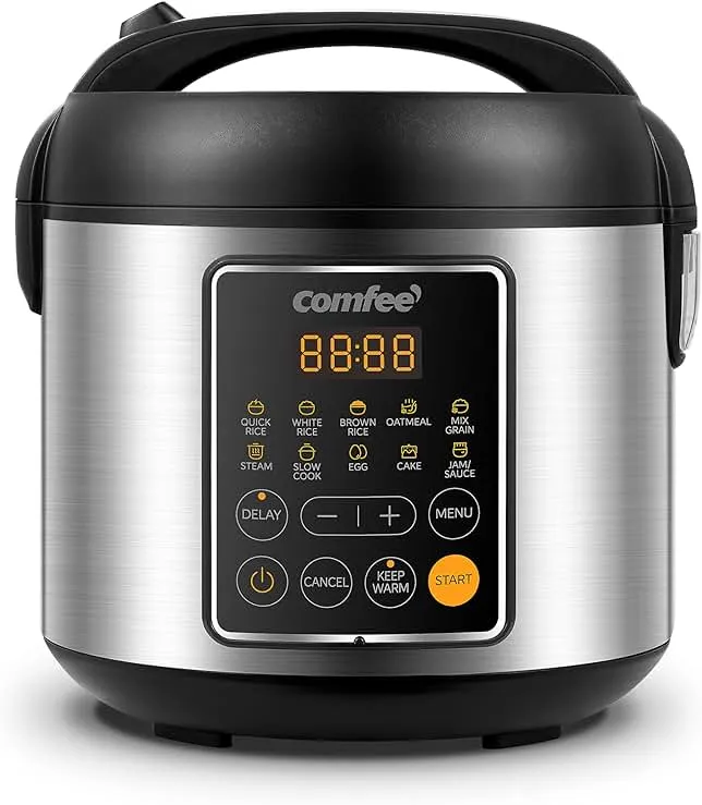 COMFEE' Small Rice Cooker with 10-Preset Options, 4-Cups Uncooked Rice