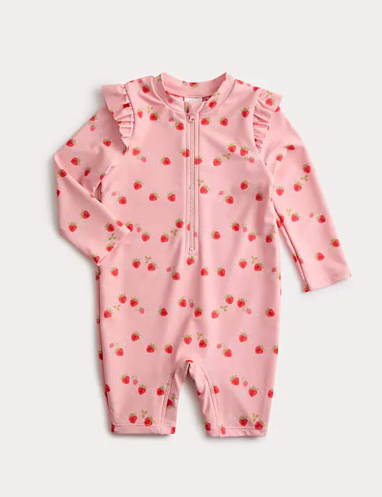 Einteiliger Badeanzug mit Erdbeermuster (0–3 J.)