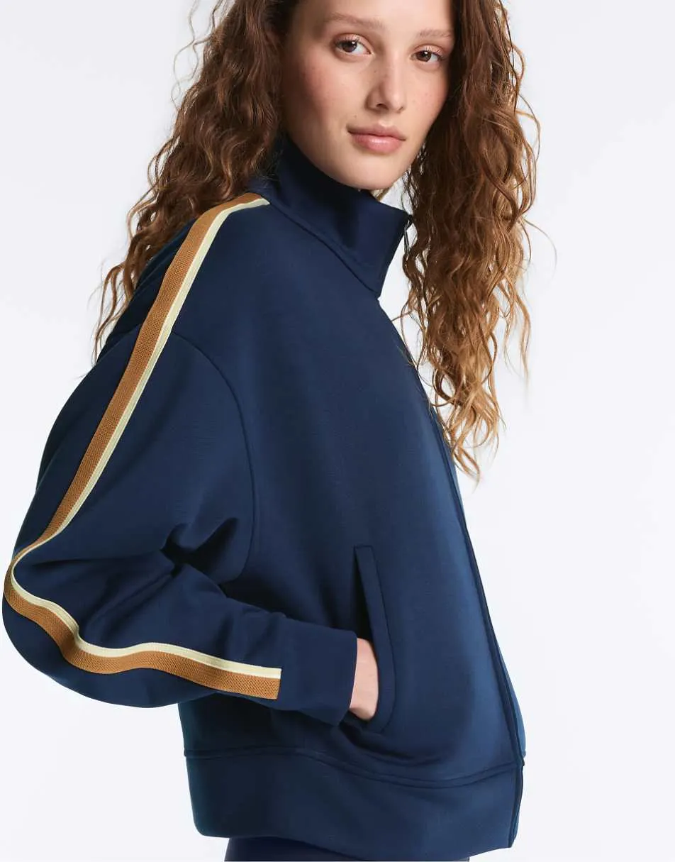 OYSHO Twill jacket with side tape in navy