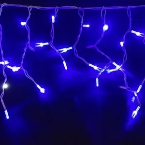 Cortina Icicle de luces LED tipo carámbano, 3 x 1,2 m, 228 LED azul, cable blanco, IP65, 230V, prolongable