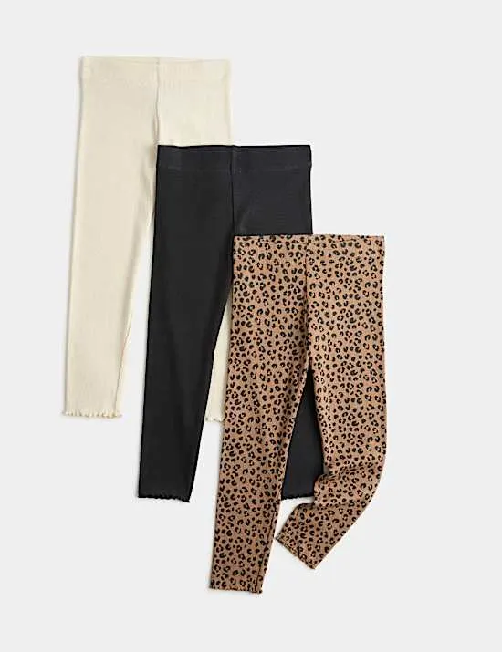 3er-Pack Leggings mit hohem Baumwollanteil (2–10 Jahre)