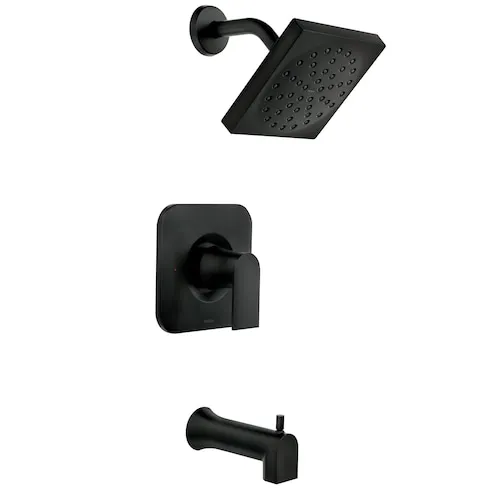 Genta Single-Handle 1-Spray Bathtub Shower Faucet with Rain Shower Head in Matte Black (Valve Included)