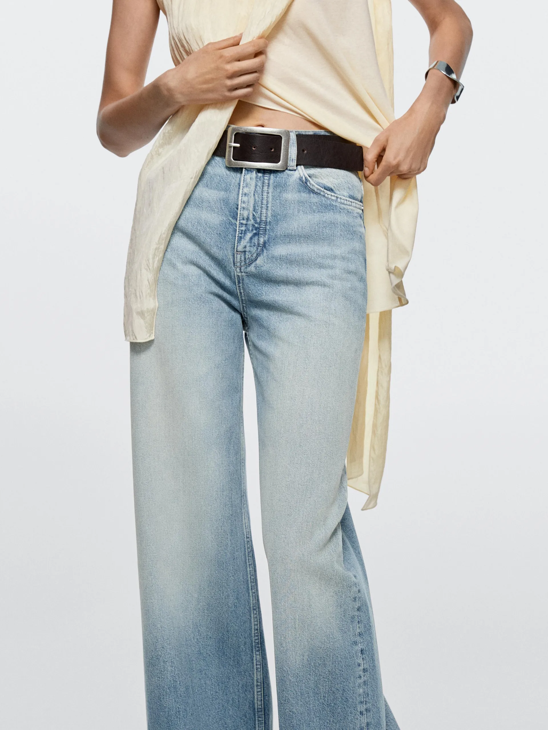 Jeans met hoge taille en wijde pijpen
