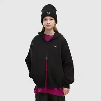Puma Girls Midnight Shadow Oversized Short Length FZ Hoody
