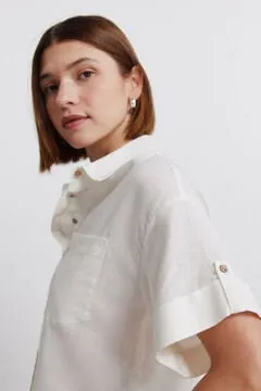 Camisa lino manga corta