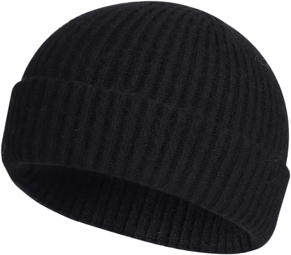 Swag Wool Knit Cuff Short Fisherman Beanie for Men Women, Winter Warm Hats