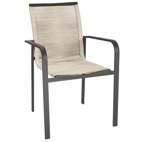 Gartenstuhl - grau-schwarz - Seilgeflecht