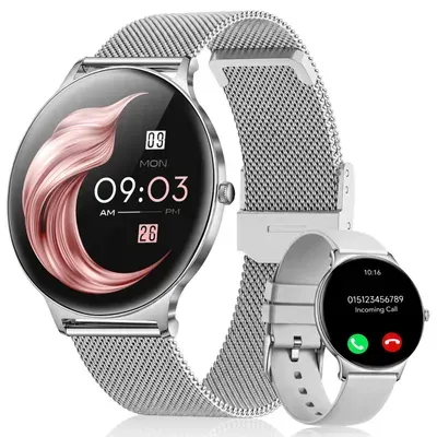 2026 Smartwatch Damen Ultradünn mit 1,56" AMOLED und 20 Tage AkkuIP68+5ATM Fitnessuhr,Bluetooth-Anruf,sowie SpO2,Herzfrequenz für Android und iOS
