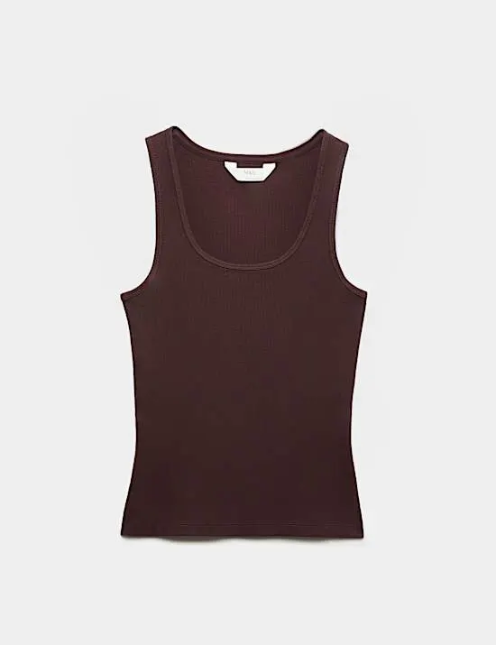 Cotton Rich Ribbed Pyjama Vest Top