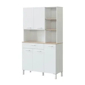 Alacena cocina alto KIRA blanco/roble 5 puertas + 1 cajón 186 x 108 x 40 cm