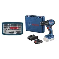 Combo Taladro inalámbrico 1/2" 18V + batería + maletín + kit de puntas para destornillador 32 pzas