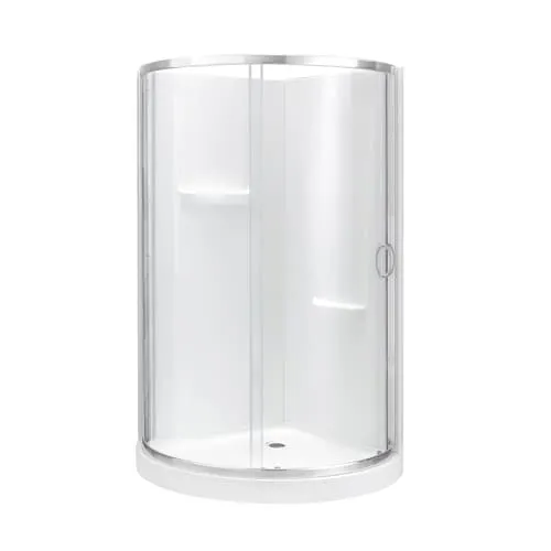 Breeze 32 inch L x 32 inch W x 72 inch H Corner Drain Shower Stall Enclosure in Chrome