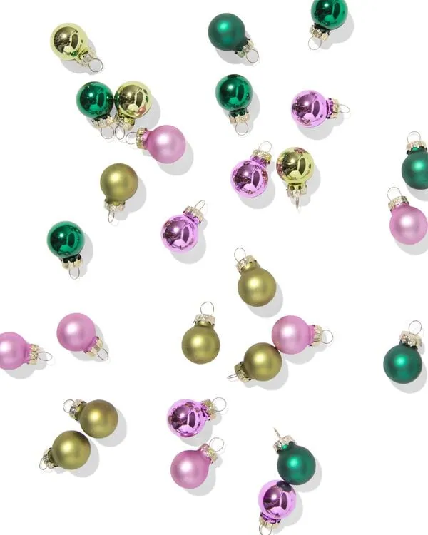 kerstballen 3.2cm glas mini multi - 36 stuks