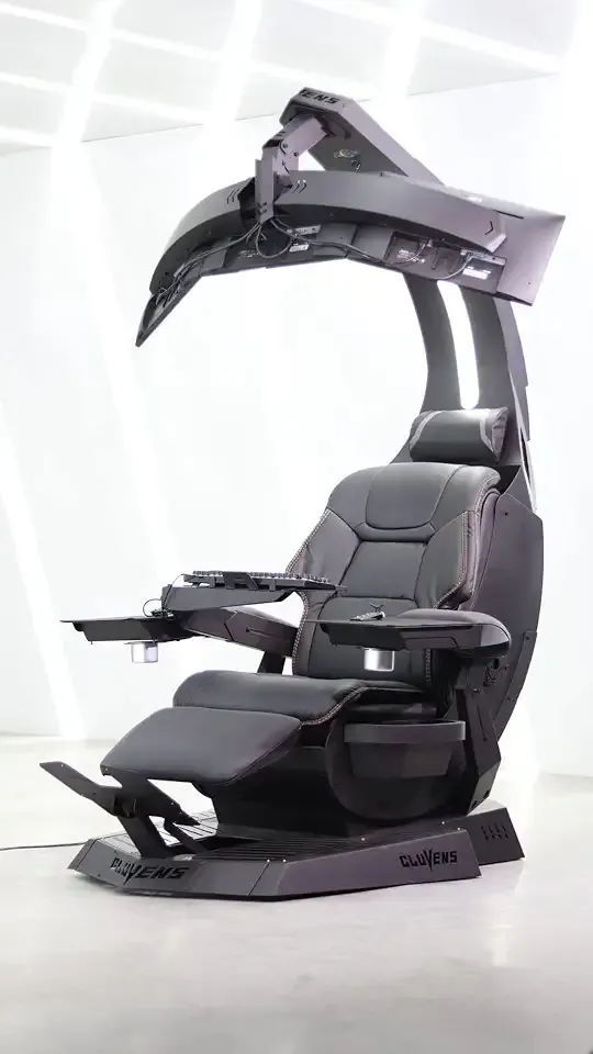 Imperatorworks CLUVENS Manticore Model Zero Gravity Gaming Chair Cockpit Gaming Workstation Executive seat (Black) Support 3 Monitors 1 * 49"/57" Monitor can Extend to 5 Monitors