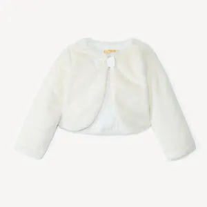 Gilet esprit boléro en fausse fourrure à nœud pour fille