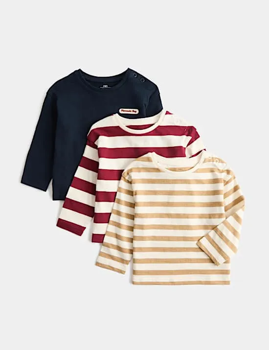 3 Pack Striped Long Sleeve Tops (0-5 Yrs)