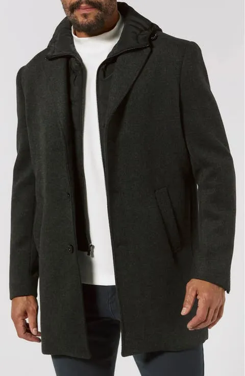 7 Diamonds Midtown Felted Overcoat with Removable Hooded Puffer Bib