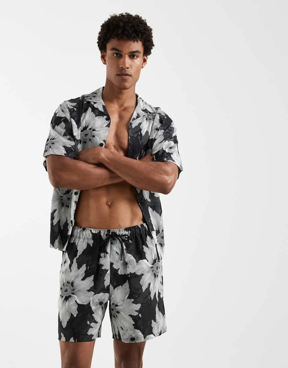 ASOS DESIGN co-ord with floral print in black