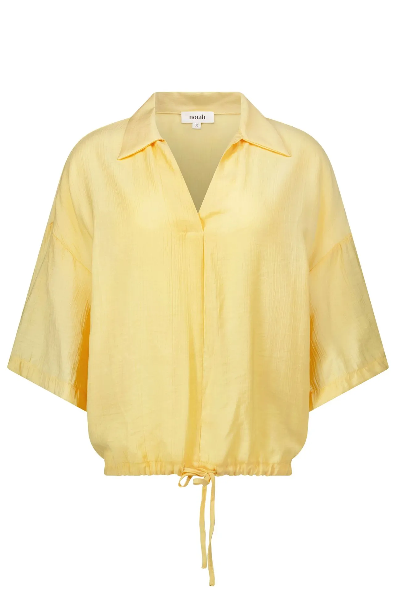 Lichtgele blouse met strikkoord