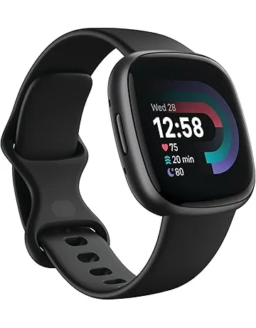 Fitbit Versa 4 Fitness Smartwatch with Daily Readiness, GPS, 24/7 Heart Rate, 40+ Exercise Modes, Sleep Tracking and more, Black/Graphite, One Size (S & L Bands Included)