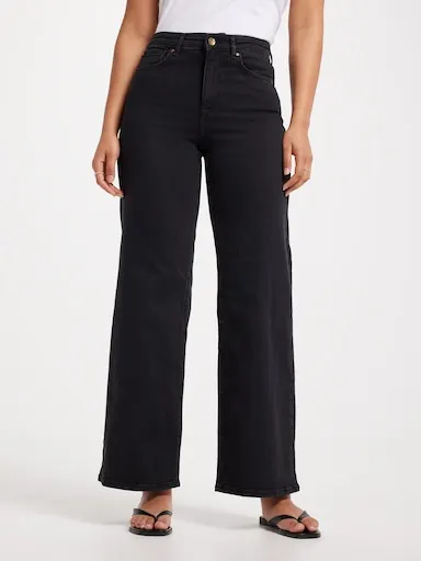 ONLY Madison Blush High Wide Jean In Washed Black