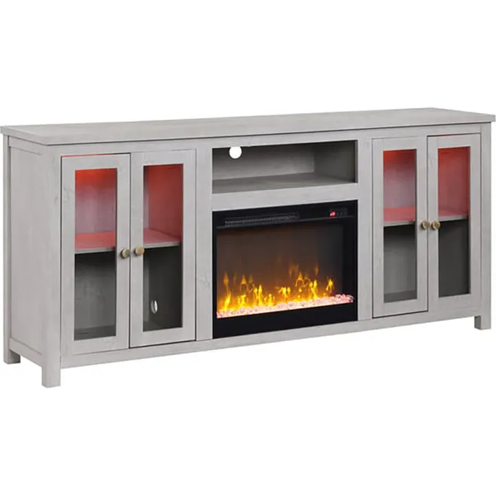 Ellington 70" TV Stand with Fireplace - White Walnut