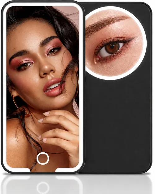 Touch Glow LED Pocket Mirror - Black