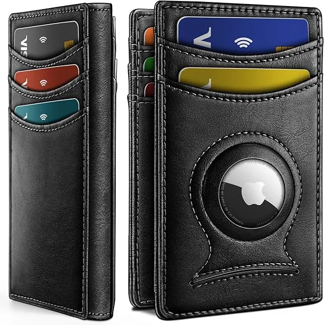 BULLIANT Men Airtag Wallet,Slim Wallet Money Clip Card Holder Magnetic Closure 12 Cards in Front Pocket RFID Blocking