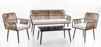 7tlg. Lounge-Set Sitzgruppe MARRY aus Aluminium und Rope-Geflecht inkl. Polsterauflage - Braun