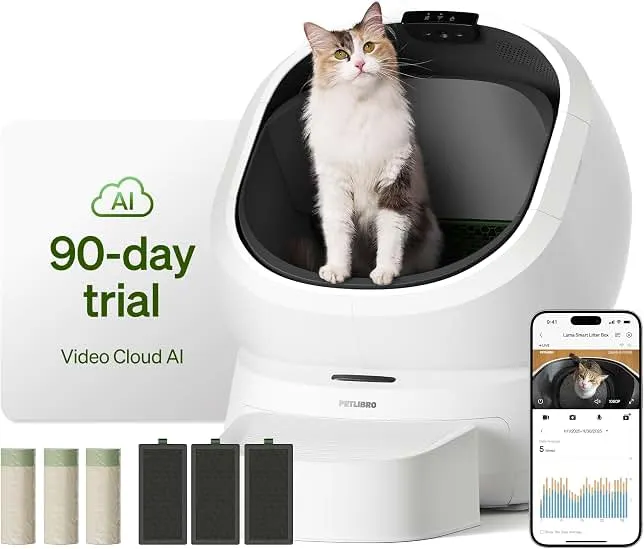 PETLIBRO Automatic Litter Box with AI-Camera Waste Analysis & 90-Day AI Trial, Open-Top Self Cleaning Litter Box for Large Cats with Multi-Cats…