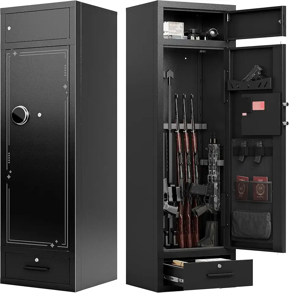 KAER 10-15 Gun Safes for Home Rifle and Pistols, Large Gun Cabinets for Rifles and Shotguns,Gun Rifle Safe with Drawer,Gun & Ammunition Storage & Safes (Assembly Required)