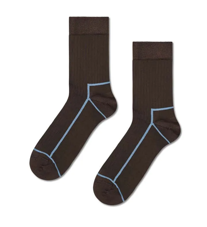 Contrast Stripe Short Crew Sock