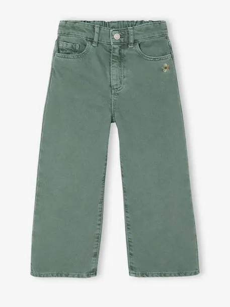Pantalon fille large couleur - vert