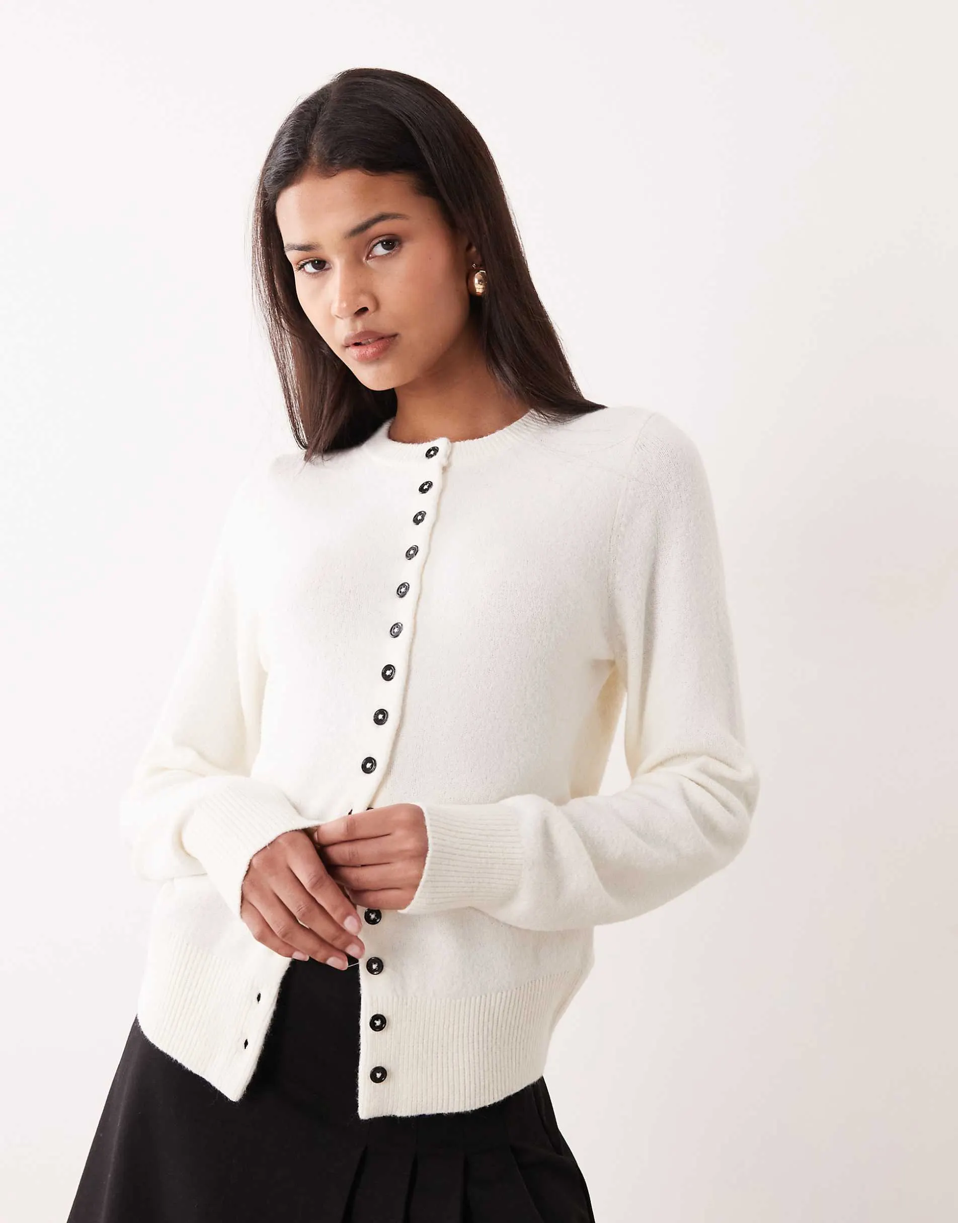 ASOS DESIGN fitted cardigan in cream