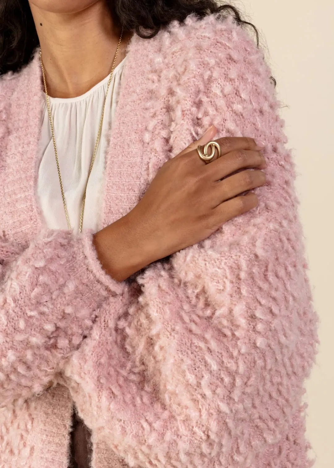 Boucléstickad cardigan
