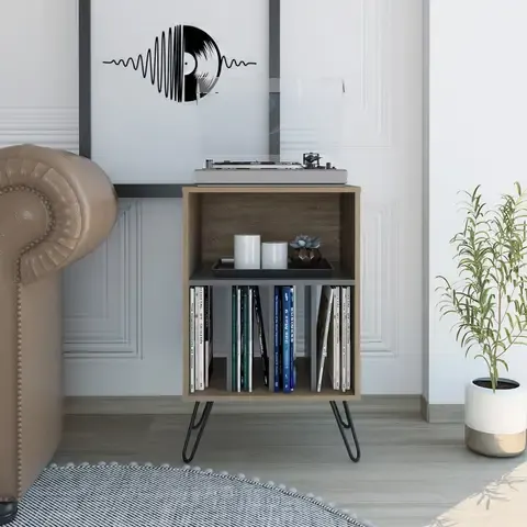 Mueble Auxiliar Vassel Miel Y Plomo 80x50x45 Cm