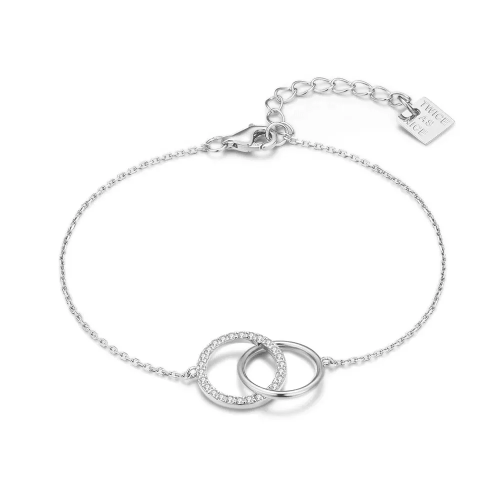 Armband in zilver, schakels met zirkonia