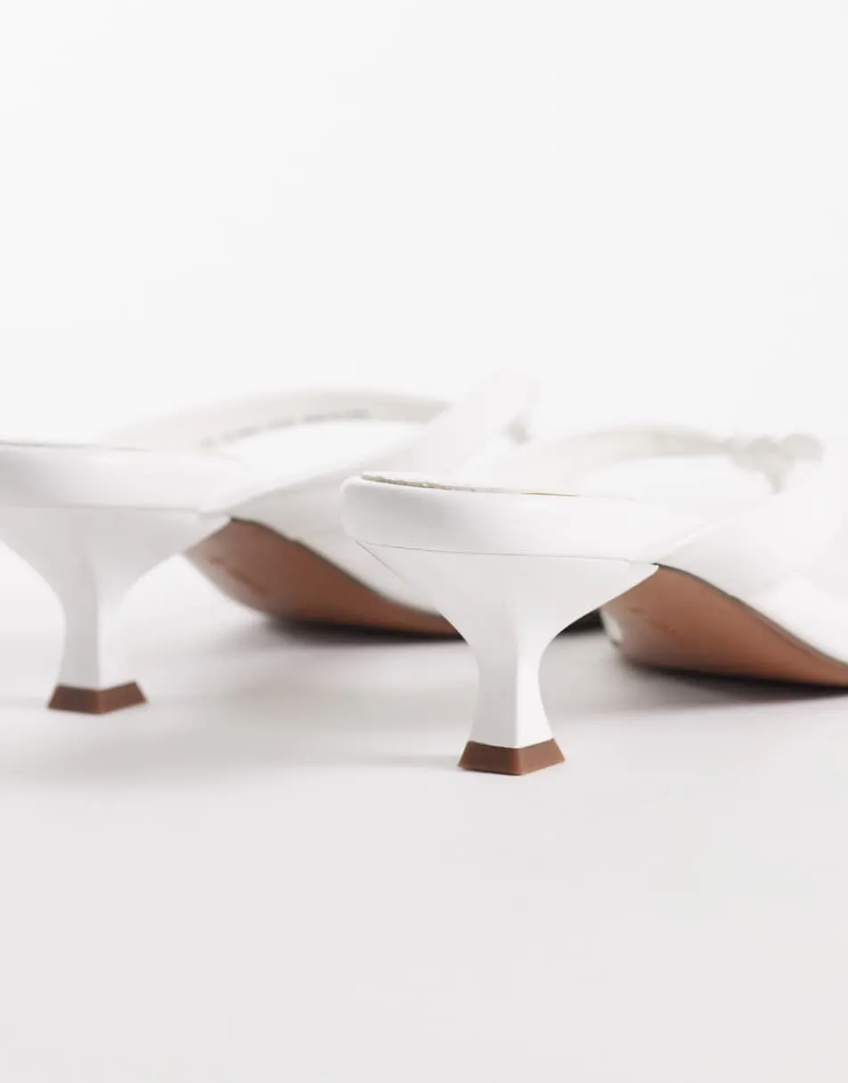 ASOS DESIGN Havana toe thong kitten heel sandals in white